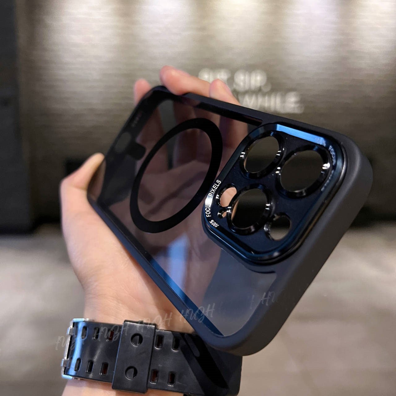 Metal Lens Transparent Magnetic Case for iPhone 15 Pro Max - TechNest